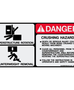 Counterweight Rotation Safety Decal 5.5" x 11" - W7378180 - Vinyl Decals - AAxis Distributors