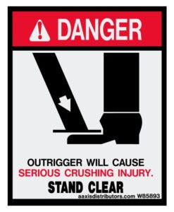 Outriggers Stand Clear Safety Decal 5x4 - W85893 - Safety Decals - AAxis Distributors