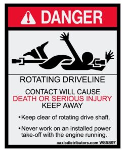 Rotating Driveline Safety Decal 4x6.5 - W85897 - Vinyl Decals - AAxis Distributors