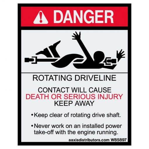 Rotating Driveline Safety Decal 4x6.5 - W85897 - Vinyl Decals - AAxis Distributors
