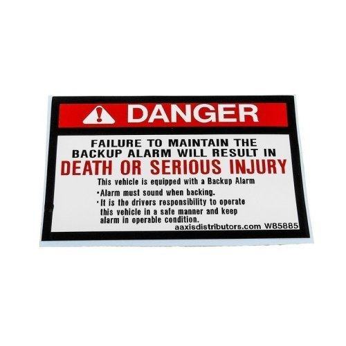 Backup Alarm Vinyl Decal 2x3.5 2-Pack - W85885 - Vinyl Decals - AAxis Distributors